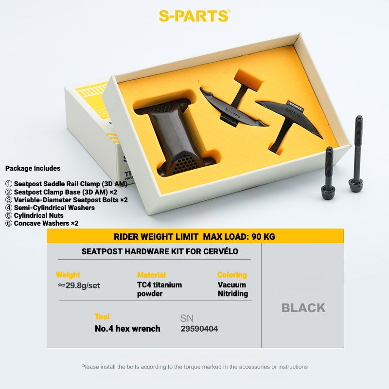 S-PARTS 3DAM Titanium 3D Printed Seatpost Hardware Kit for CERVÉLO S5 (2026 Compatible)