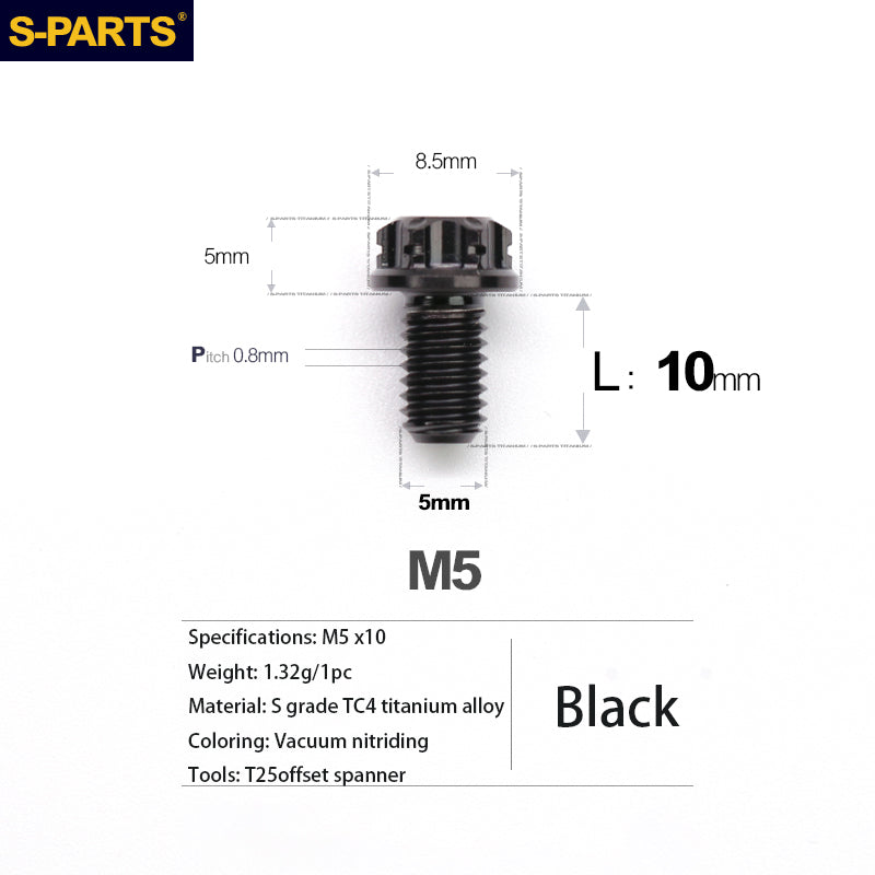 S-PARTS A3 Series M5 Titanium Alloy Screws Bolts Standard Parts Motorcycle Cars