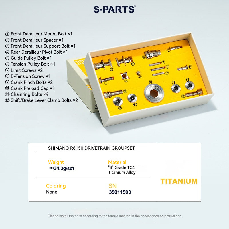Shimano 로드 티타늄 볼트 키트 – S-PARTS 드라이브트레인 나사 (R8050 / R8150 / R9250용)
