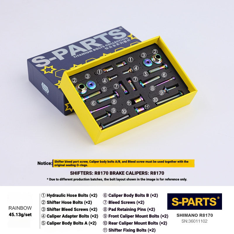 S-PARTS Titanium Bolt Kit for Shimano Ultegra Di2 R8170 Disc Brake & Shifter | Road Bike Upgrade