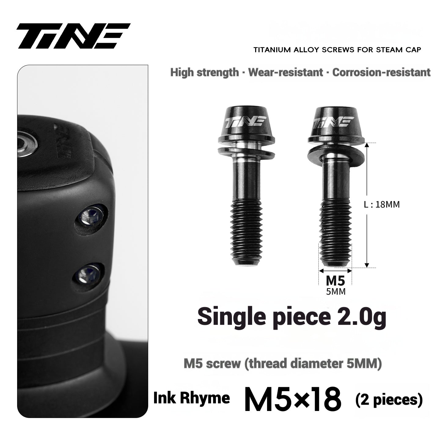 TiNE Titanium Alloy Handlebar Clamp Bolt Kit for Specialized Roval Rapide | M5×18mm Stem Lock Set