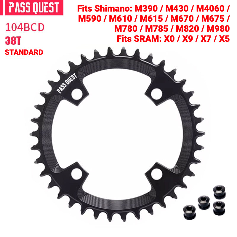 PASS QUEST 104BCD Narrow-Wide Chainring | Shimano XT M780 M610 1x MTB Chainring