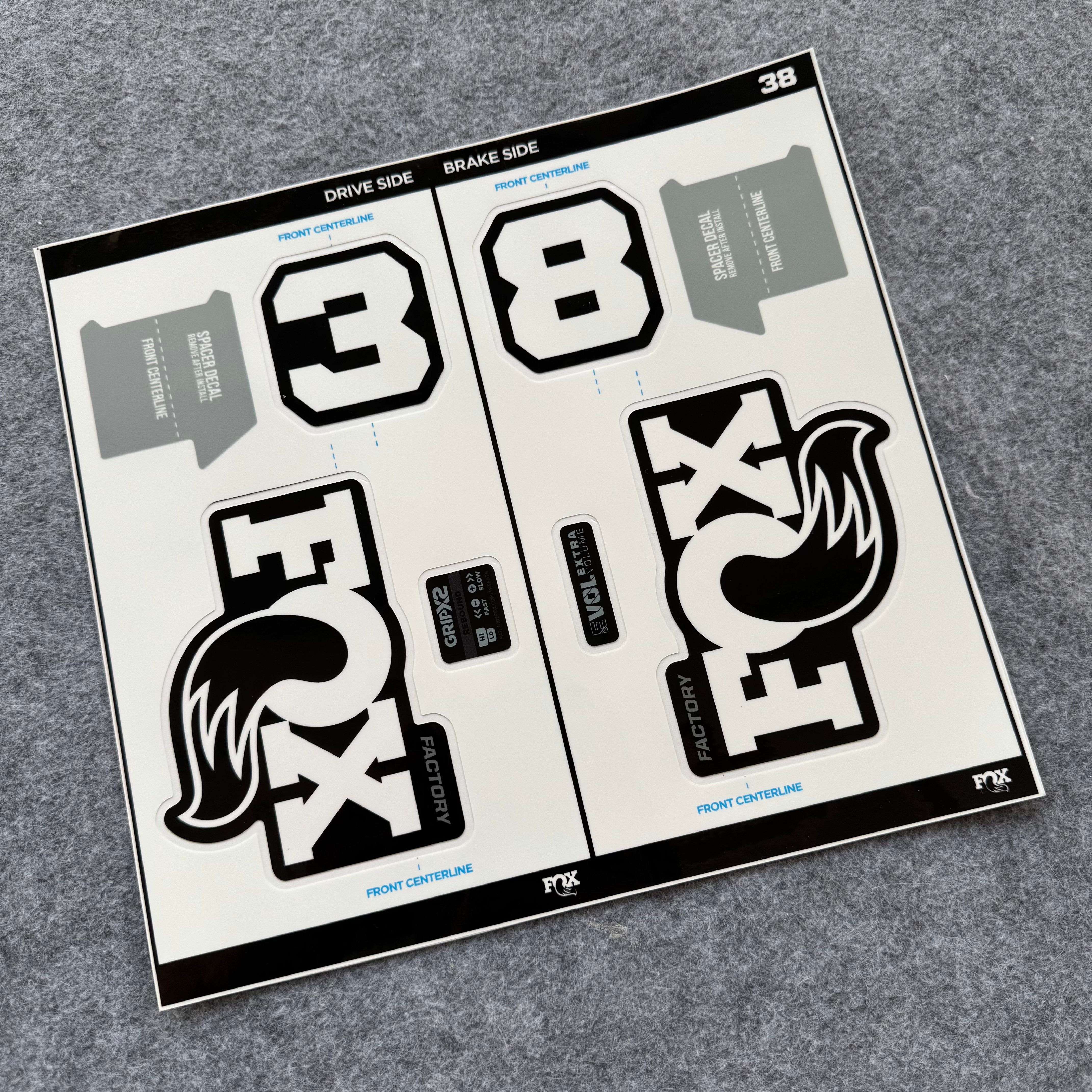 Custom Decal Kit for 2027 FOX 38 FACTORY Fork | Waterproof MTB Fork Stickers | GRIP X2