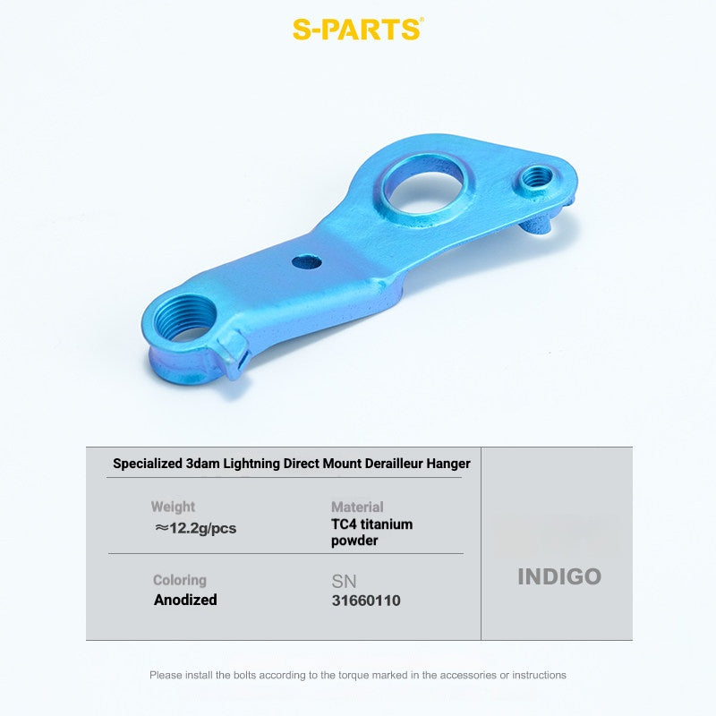 S-PARTS 3DAM Titanium Direct Mount Derailleur Hanger for Specialized | Ultralight 3D Printed Bike Hanger
