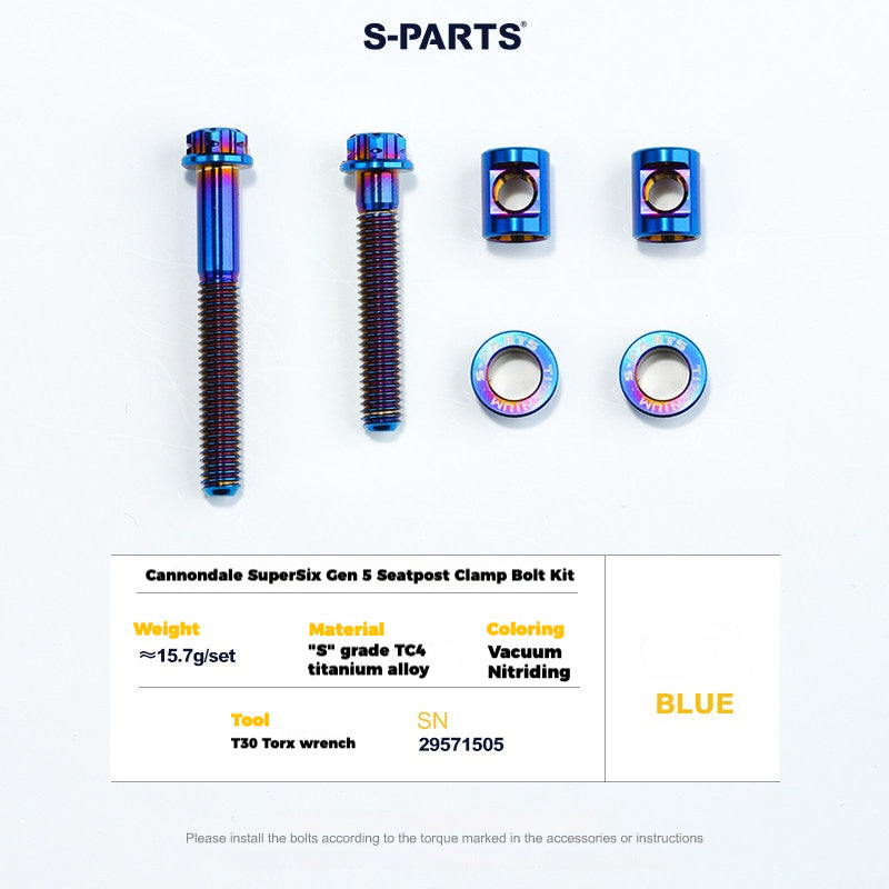 Cannondale SuperSix Gen 5 Seatpost Clamp Titanium Bolt Kit | TC4 Ti Upgrade by S-PARTS