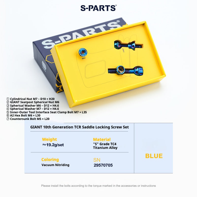 S-PARTS Titanium Seatpost Clamp Bolt Kit for GIANT TCR / PROPEL / DEFY