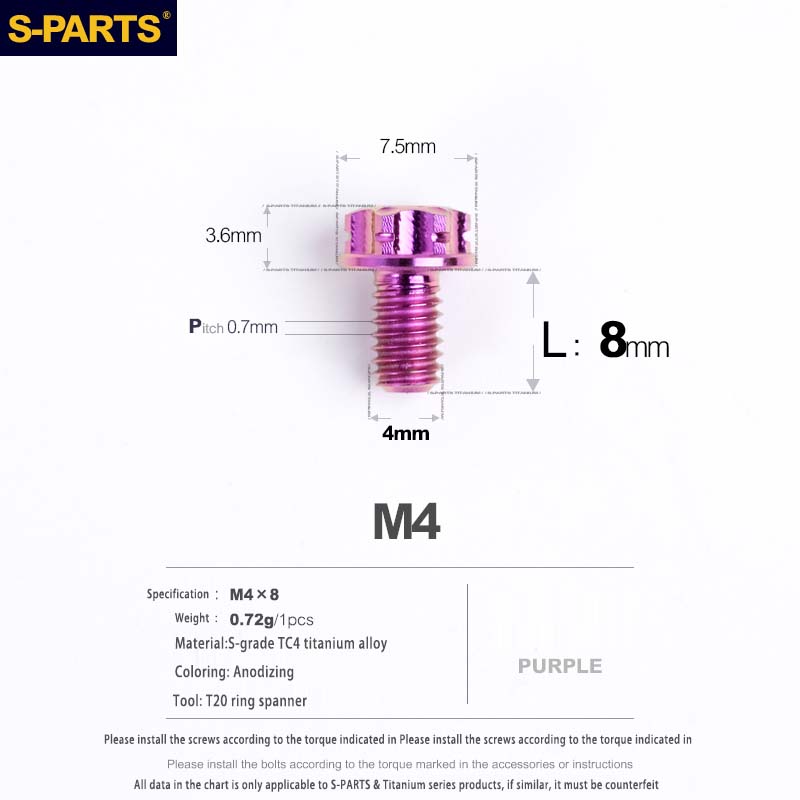 S-PARTS A3 Gold M4 Titanium Alloy Standard Parts Electric Vehicle Motorcycle Car Screw Bolt