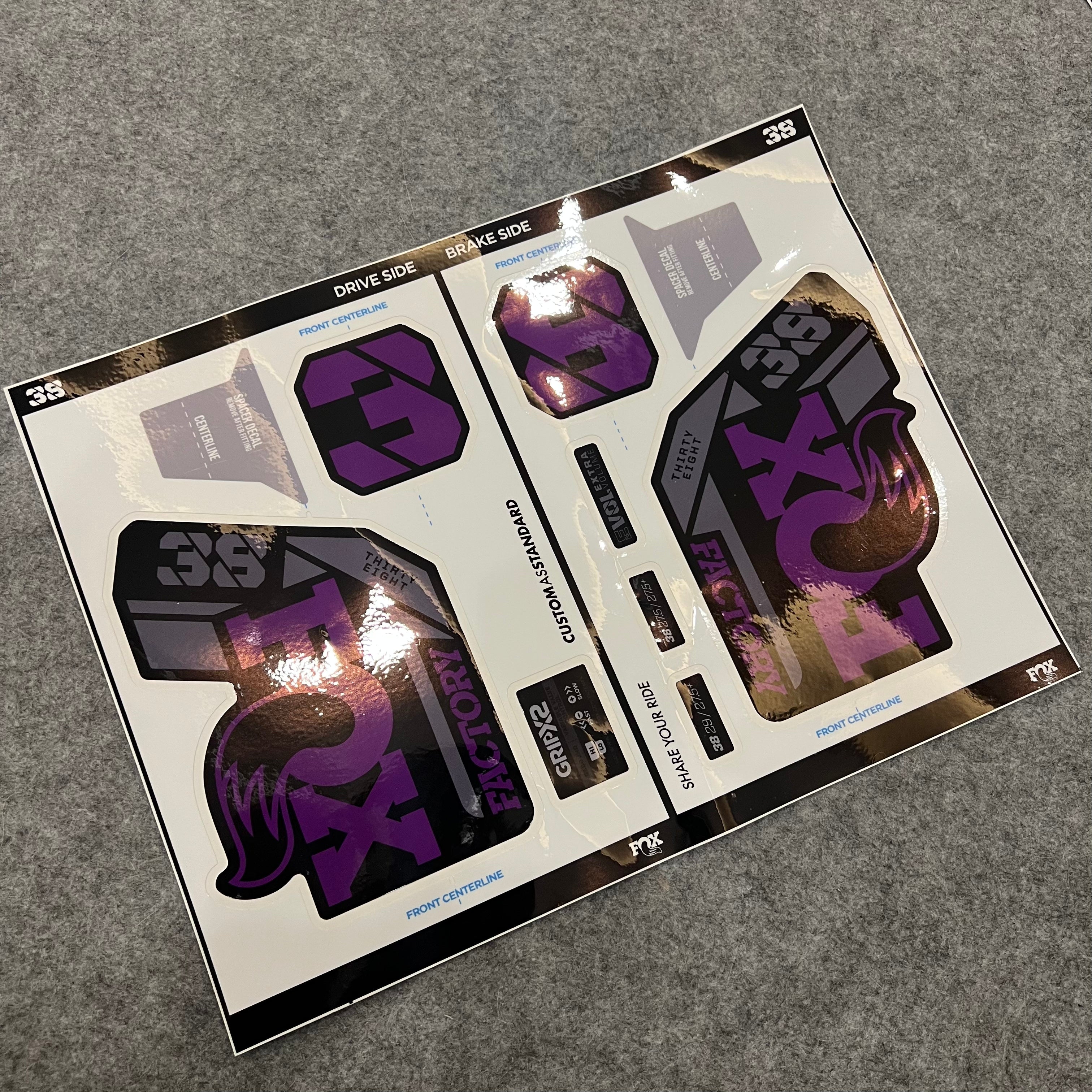 Custom Decal Kit for 2025 FOX 38 FACTORY Fork | Waterproof MTB Suspension Stickers | GRIP X2