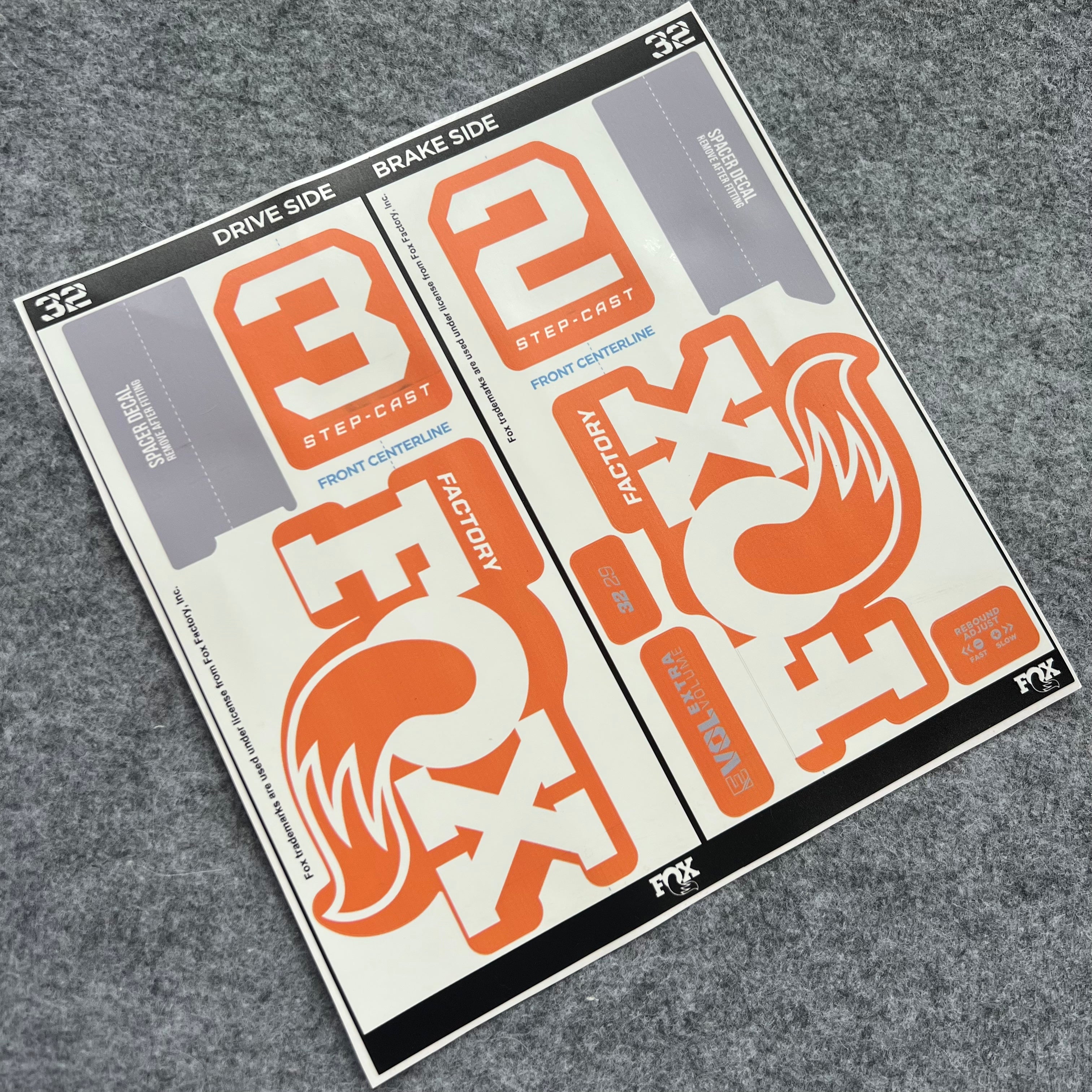 トップス HELIX LOGO CHARM NYLON SET UP 2026 FOX 32 Step Cast FACTORY Fork Decal Kit | Waterproof XC MTB