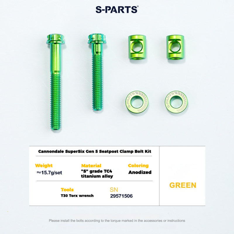 Cannondale SuperSix Gen 5 Seatpost Clamp Titanium Bolt Kit | TC4 Ti Upgrade by S-PARTS