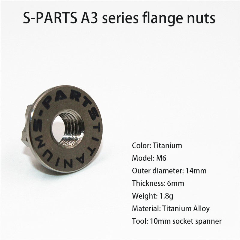 Tuerca de brida S-PARTS A3 para vehículo eléctrico, tornillo de aleación de titanio M5 M6 M8 M10 para motocicleta 12