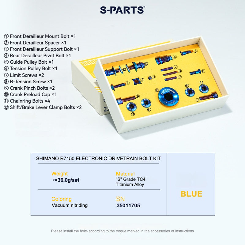 Kit de Boulons en Titane Shimano 105 Di2 R7150 | Amélioration de Groupe Ultra-Léger