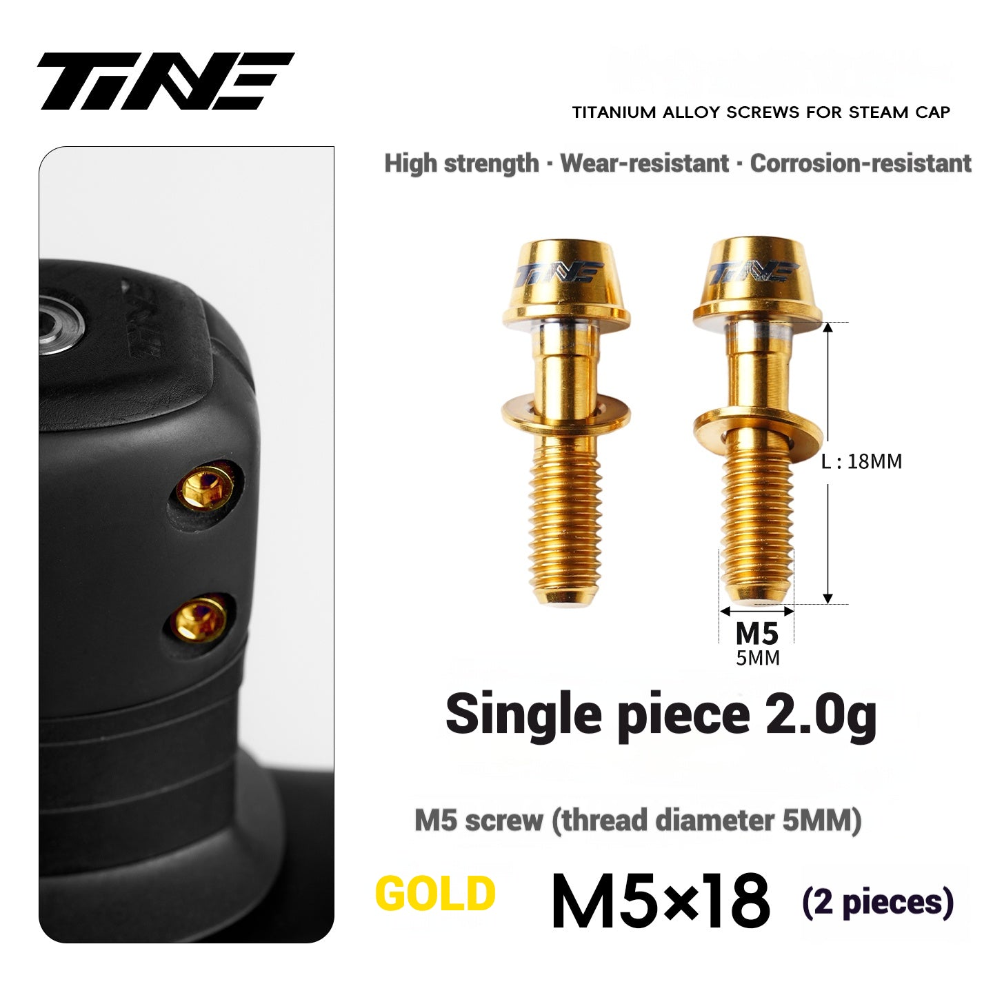 TiNE Titanium Alloy Handlebar Clamp Bolt Kit for Specialized Roval Rapide | M5×18mm Stem Lock Set