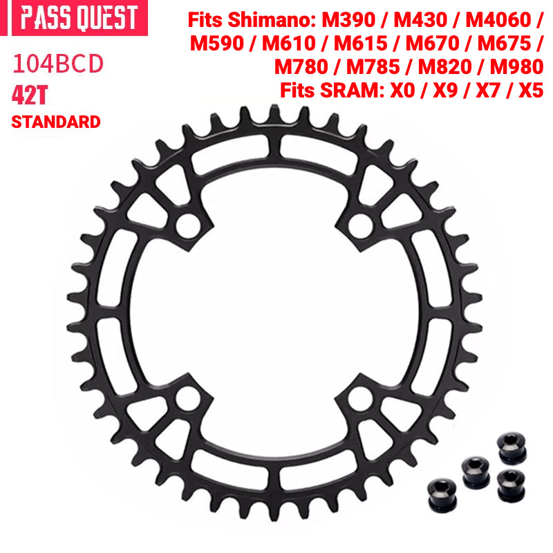 PASS QUEST 104BCD Narrow-Wide Chainring | Shimano XT M780 M610 1x MTB Chainring