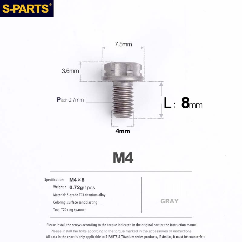 S-PARTS A3 Gold M4 Titanium Alloy Standard Parts Electric Vehicle Motorcycle Car Screw Bolt