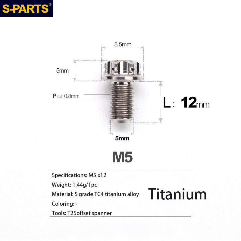 S-PARTS A3 Series M5 Titanium Alloy Screws Bolts Standard Parts Motorcycle Cars