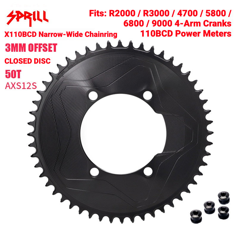 PASS QUEST SPRILL X110BCD 3mm Offset Narrow-Wide Chainring | SRAM AXS 12-Speed 7075