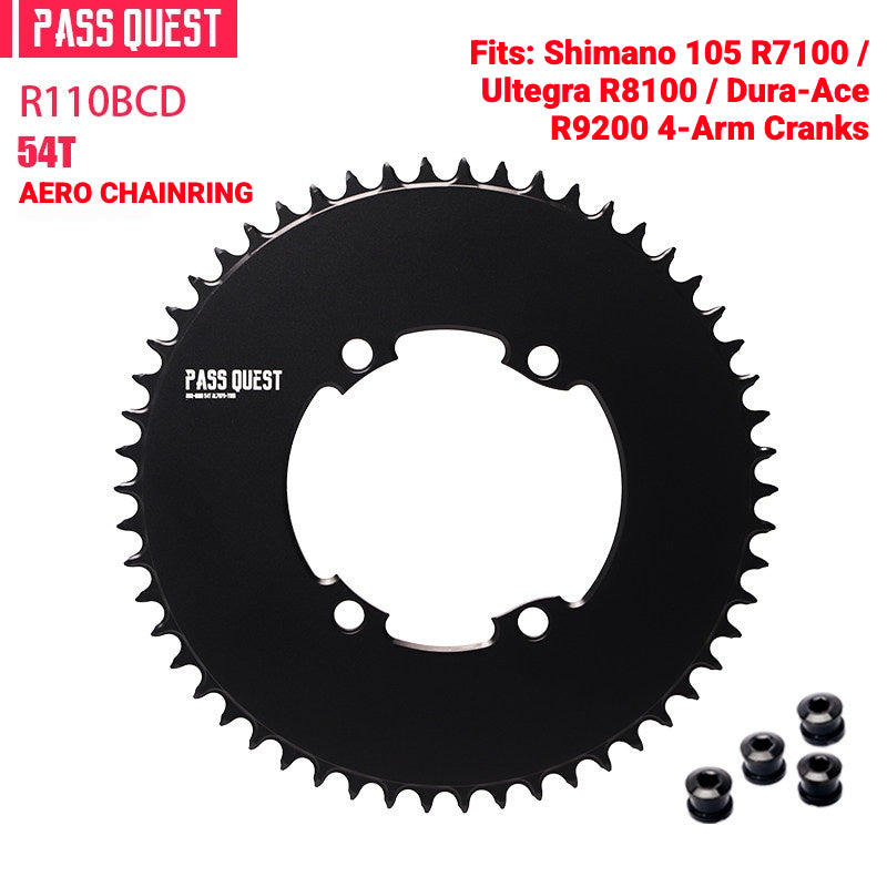 PASS QUEST 110BCD Narrow-Wide Chainring for Shimano R7100 / R8100 / R9200 | Full-Profile 44T–60T