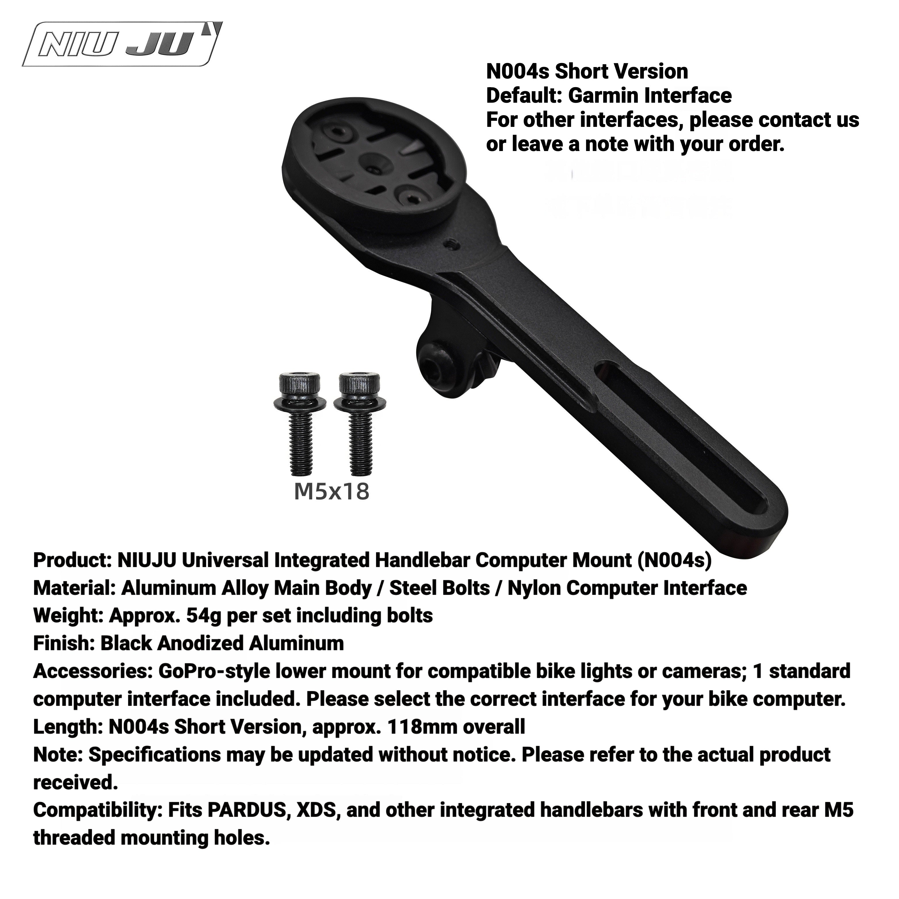 NIUJU Computer Mount for XDS / PARDUS / X-LAB Integrated Handlebar | Garmin Wahoo Extension Mount