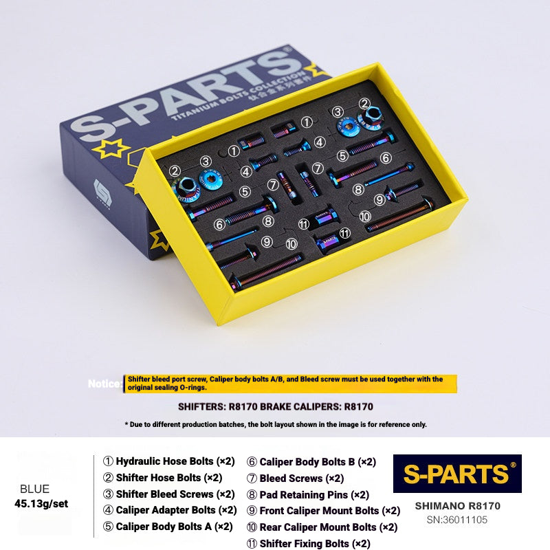 S-PARTS Titanium Bolt Kit for Shimano Ultegra Di2 R8170 Disc Brake & Shifter | Road Bike Upgrade