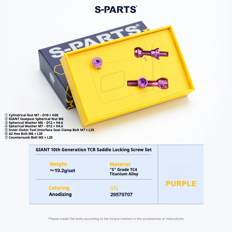 S-PARTS Titanium Seatpost Clamp Bolt Kit for GIANT TCR / PROPEL / DEFY