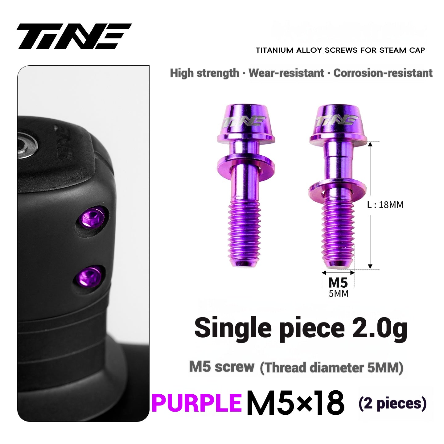 TiNE Titanium Alloy Handlebar Clamp Bolt Kit for Specialized Roval Rapide | M5×18mm Stem Lock Set