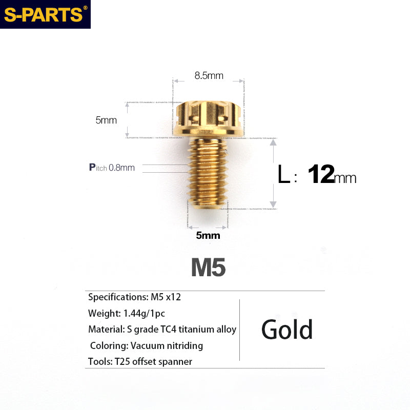 S-PARTS A3 Series M5 Titanium Alloy Screws Bolts Standard Parts Motorcycle Cars