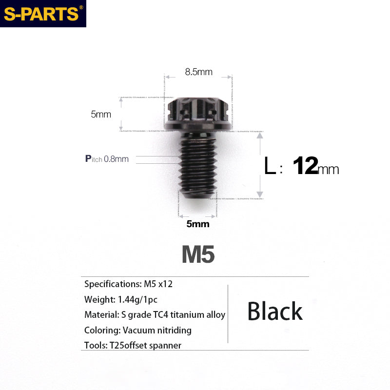 S-PARTS A3 Series M5 Titanium Alloy Screws Bolts Standard Parts Motorcycle Cars