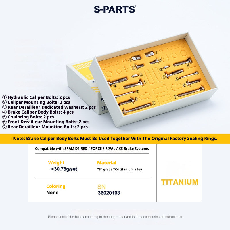 S-PARTS 로드 바이크 디스크 브레이크 티타늄 합금 나사 세트, SRAM RED Force Rival 12단 AXS용