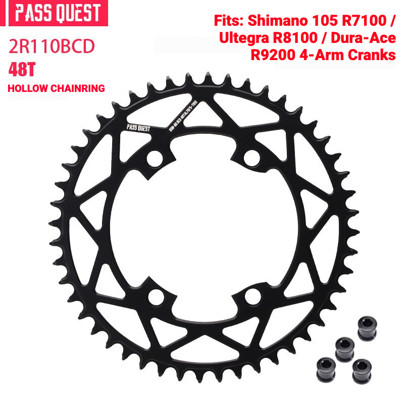 PASS QUEST 110BCD Narrow-Wide Chainring for Shimano R7100 / R8100 / R9200 | 36T–58T