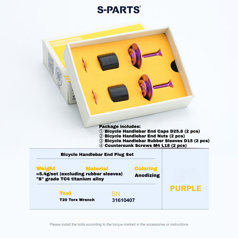 S-PARTS Titanium Expanding Bar End Plug Set