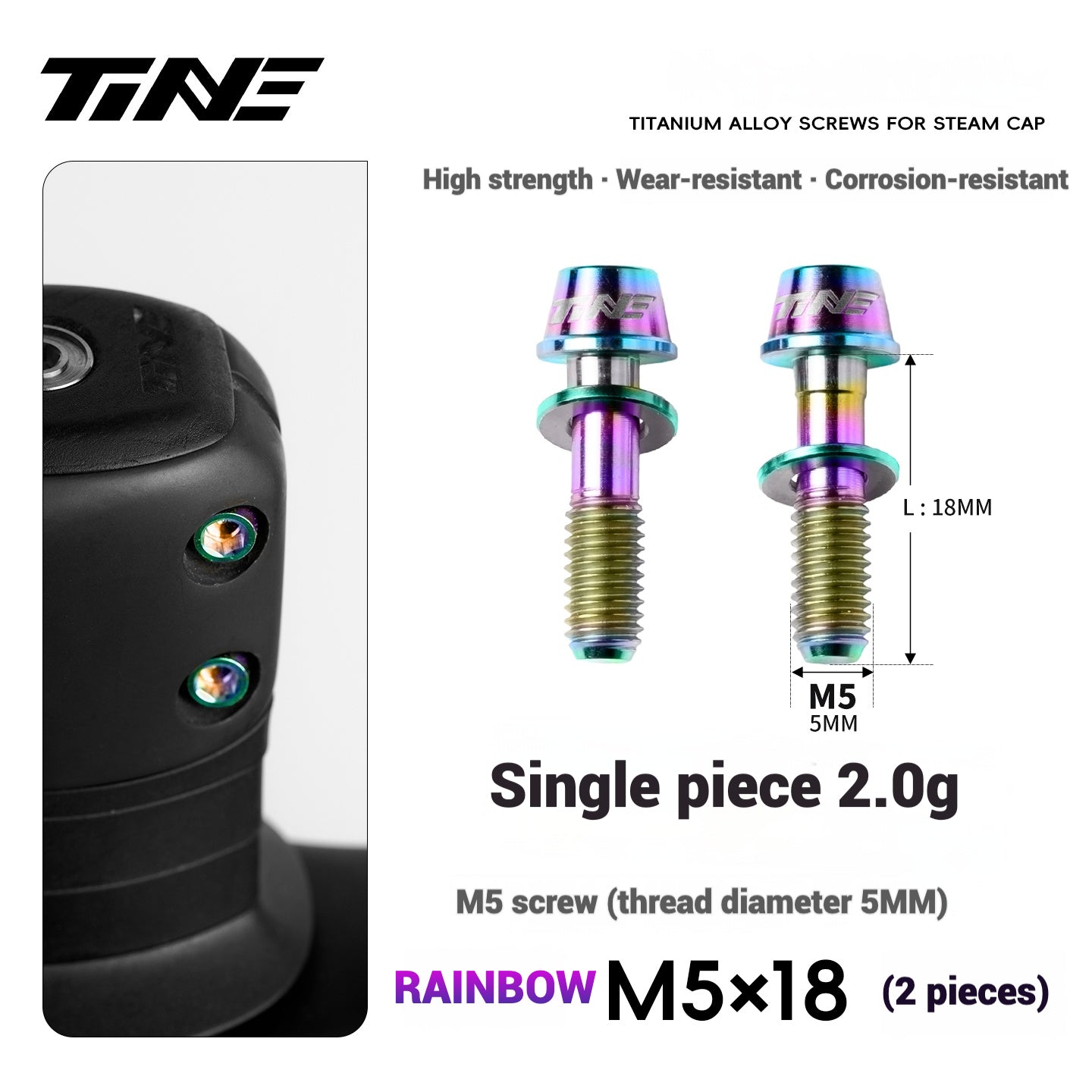 TiNE Titanium Alloy Handlebar Clamp Bolt Kit for Specialized Roval Rapide | M5×18mm Stem Lock Set