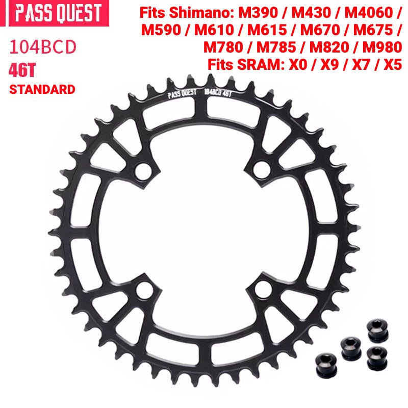 PASS QUEST 104BCD Narrow-Wide Chainring | Shimano XT M780 M610 1x MTB Chainring