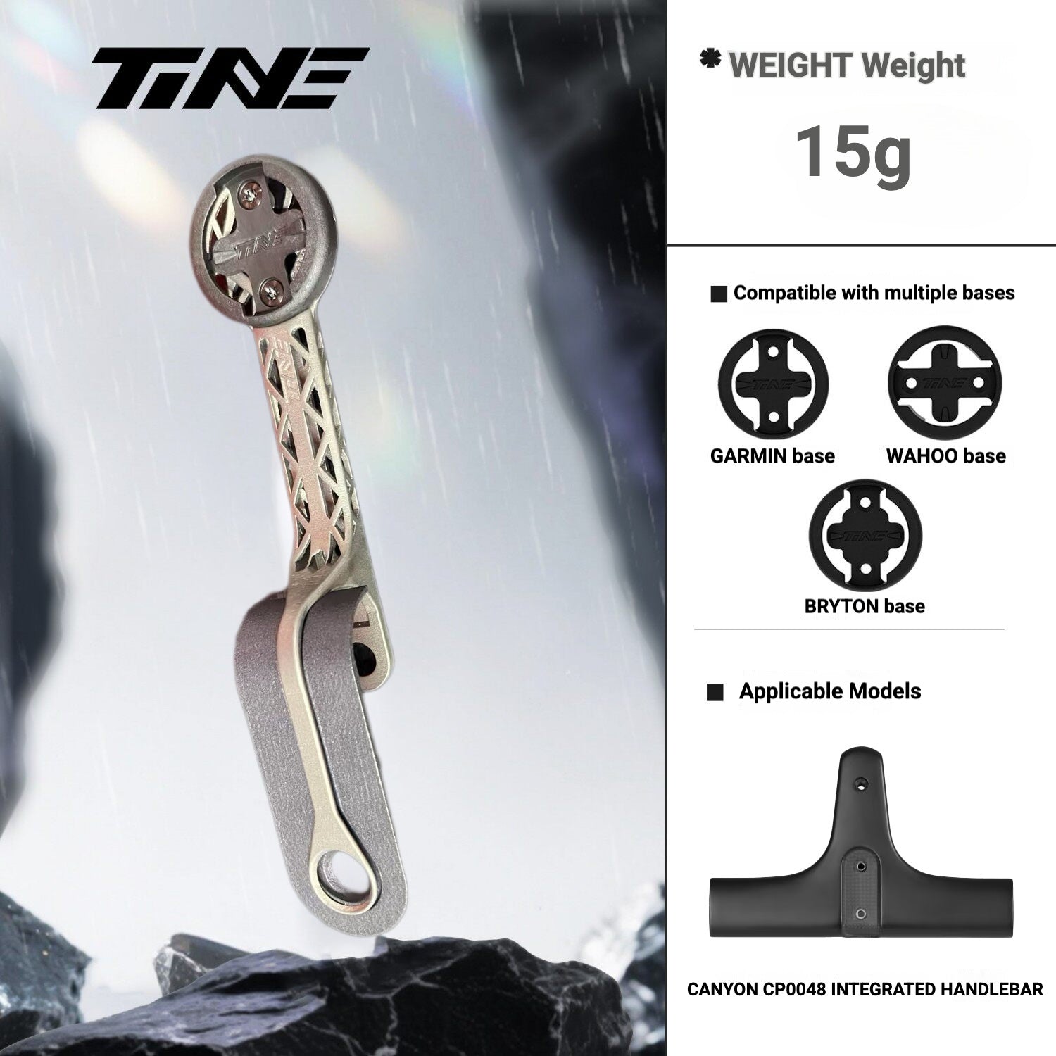 TiNE Ultra-Light Titanium Computer Mount for Canyon CP0048 Integrated Handlebar Nylon Spacer Approx