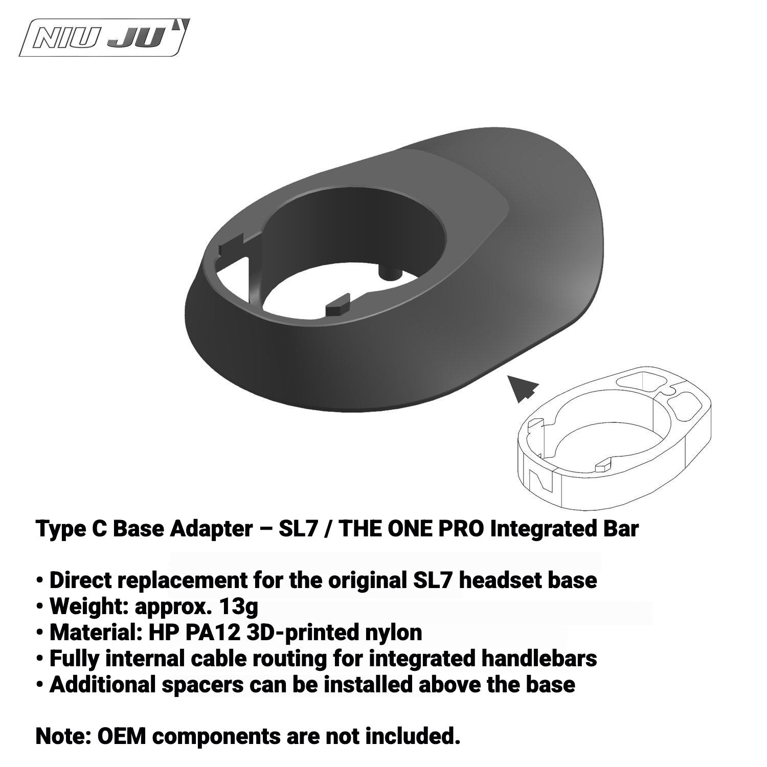 Specialized Tarmac SL7 Headset Spacer Adapter | Compatible with Roval Rapide, DEDA, EXS, Vision, THM Integrated Handlebars