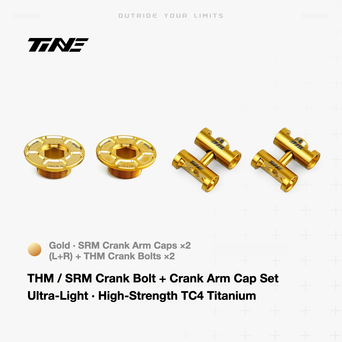 TiNE Ultra-Light Titanium Crank Arm Cap & Locking Bolt Set – THM / SRM Compatible
