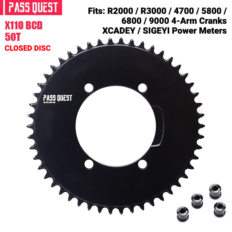 PASS QUEST X110BCD Narrow-Wide Chainring for Shimano 4-Arm Road Cranks | 36T–60T 1x