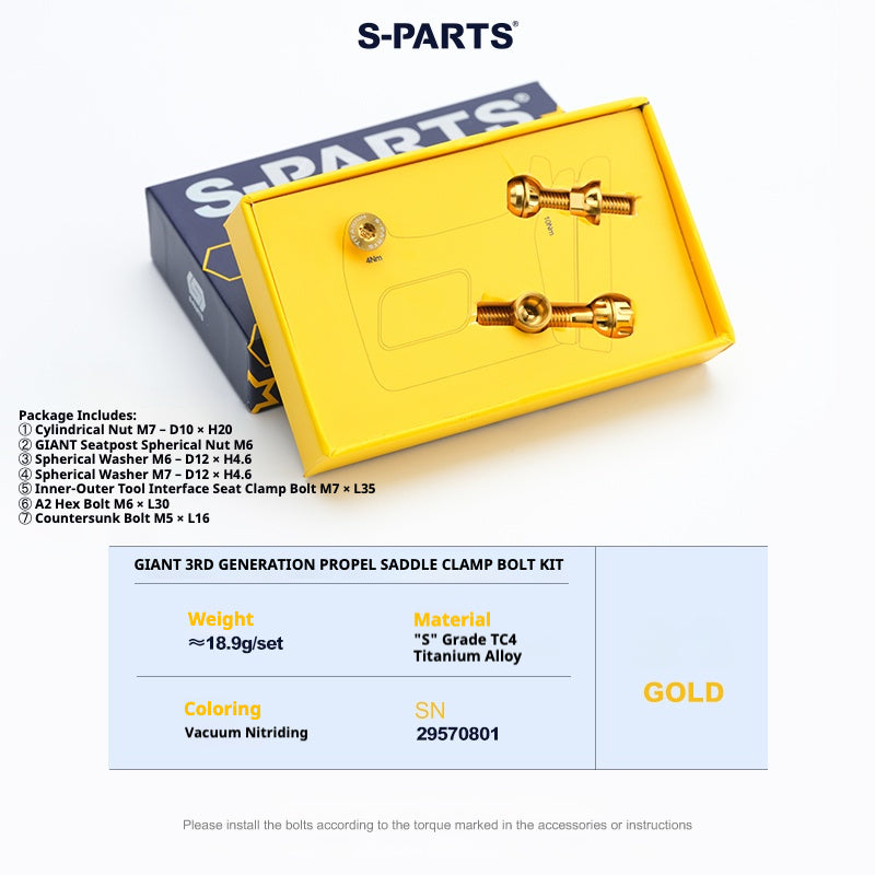 S-PARTS Titanium Seatpost Clamp Bolt Kit for GIANT TCR / PROPEL / DEFY