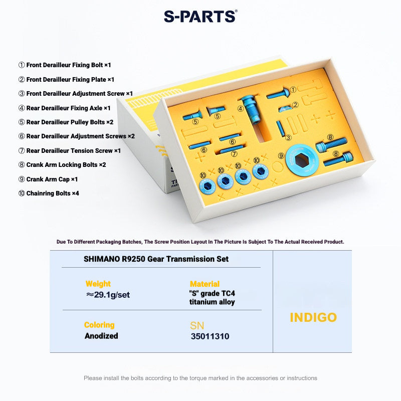 Shimano Road Titanium Bolt Kit – S-PARTS Drivetrain Screws for R8050 / R8150 / R9250