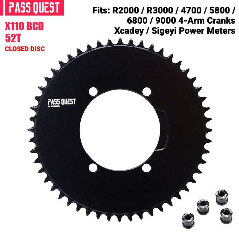 PASS QUEST X110BCD Narrow-Wide Chainring for Shimano 4-Arm Road Cranks | 36T–60T 1x