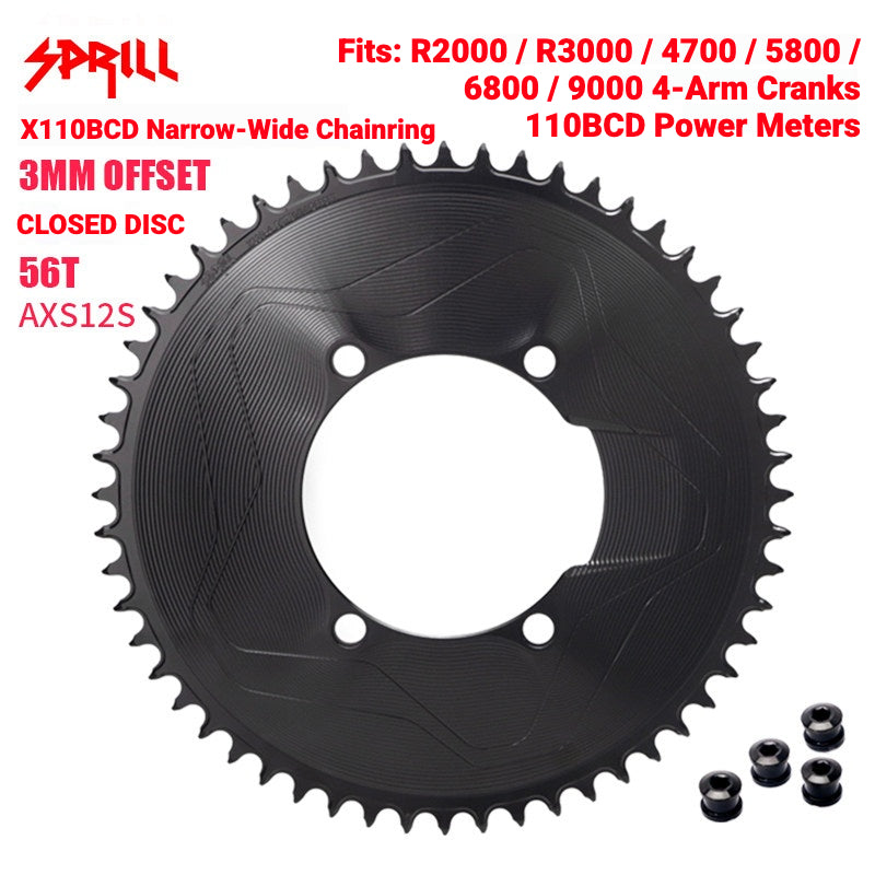 PASS QUEST SPRILL X110BCD 3mm Offset Narrow-Wide Chainring | SRAM AXS 12-Speed 7075
