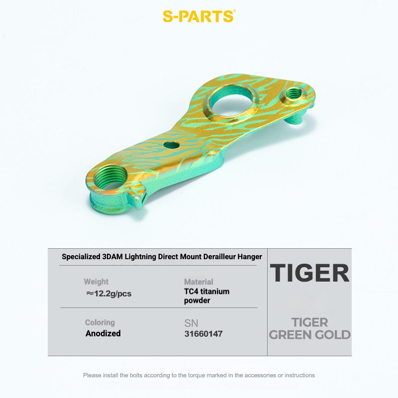 S-PARTS 3DAM Titanium Direct Mount Derailleur Hanger for Specialized | Ultralight 3D Printed Bike Hanger