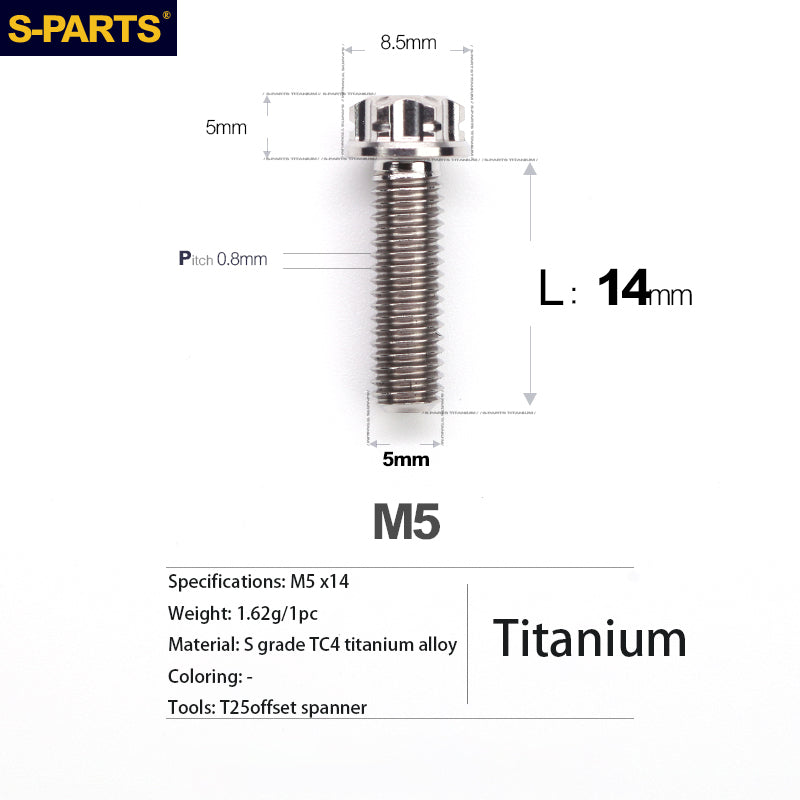 S-PARTS A3 Series M5 Titanium Alloy Screws Bolts Standard Parts Motorcycle Cars