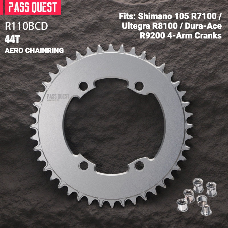 PASS QUEST 110BCD Narrow-Wide Chainring for Shimano R7100 / R8100 / R9200 | Full-Profile 44T–60T