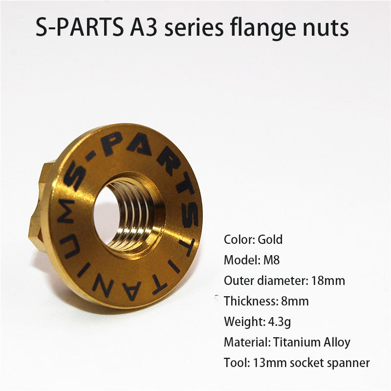 Tuerca de brida S-PARTS A3 para vehículo eléctrico, tornillo de aleación de titanio M5 M6 M8 M10 para motocicleta 12
