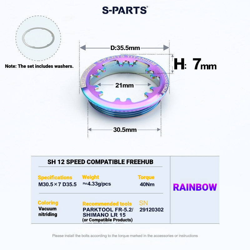 S-PARTS MTB 및 로드 바이크용 티타늄 카세트 락링 (시마노 및 SRAM 호환)