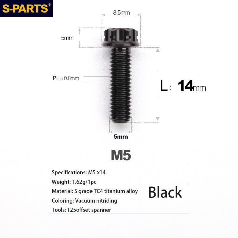 S-PARTS A3 Series M5 Titanium Alloy Screws Bolts Standard Parts Motorcycle Cars