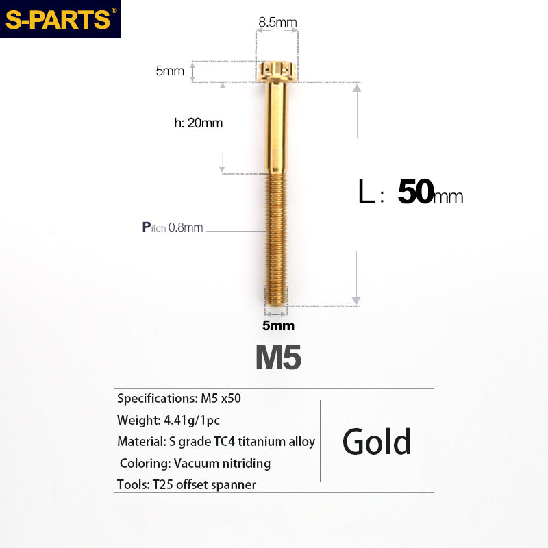 S-PARTS A3 Series M5 Titanium Alloy Screws Bolts Standard Parts Motorcycle Cars