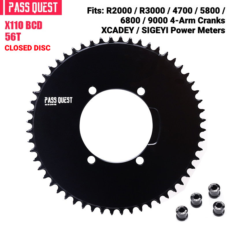 PASS QUEST X110BCD Narrow-Wide Chainring for Shimano 4-Arm Road Cranks | 36T–60T 1x