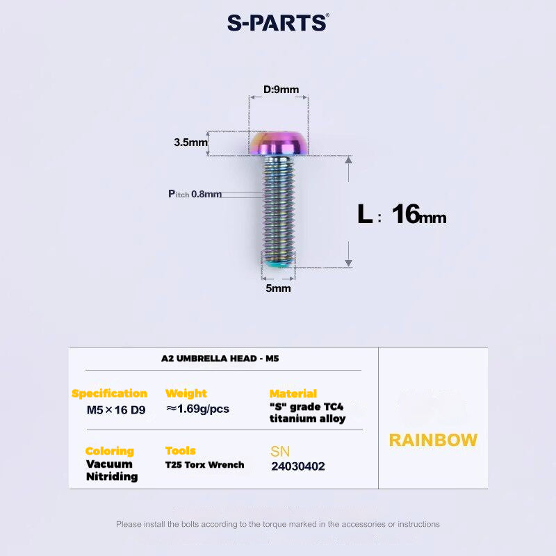 S-PARTS Titanium Derailleur Gear Screws Compatible with SRAM RED AXS